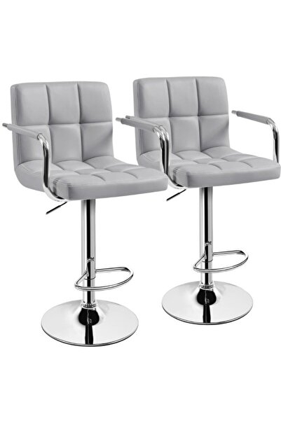 smart home Bar Chair Set of 2 - Swivel High Chair for Kitchens and Cafes, Height-Adjustable Seat, 80x45x45cm