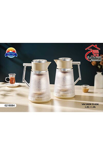royal_camel Royal Camel 1+1 Liter Transparent Tea and Coffee Thermos Set