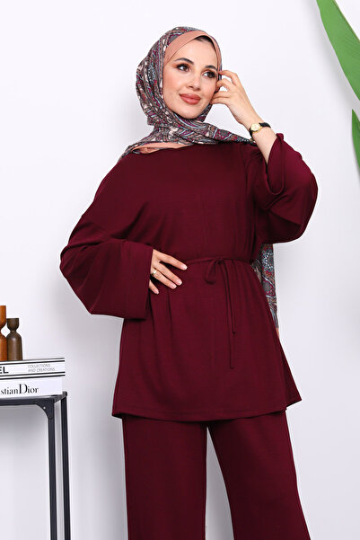 İmajButik Mürdüm Tunik Pantolonlu Modal Takım