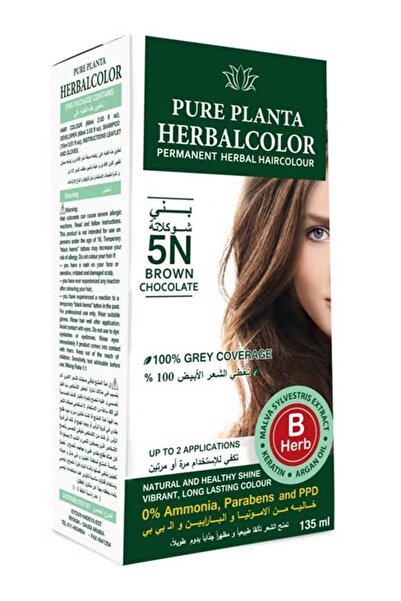 PURE PLANTA صبغة شعر عشبية دائمة 5N بني شوكولاتة 135 مل