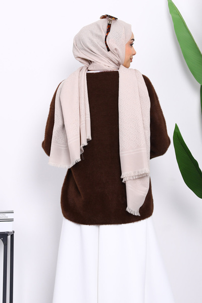 İmajButik Brown Heart Button Detailed Angora Soft Knitwear Cardigan