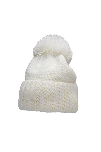 4F Căciulă de iarnă pentru copii cu pompon acrilic și fleece, alb călduros