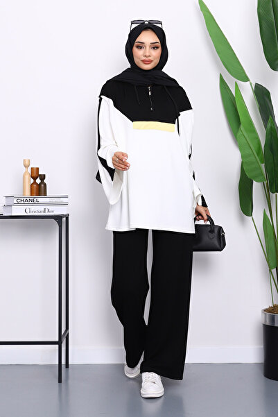 İmajButik طقم مودال أسود بقلنسوة وبنطلون