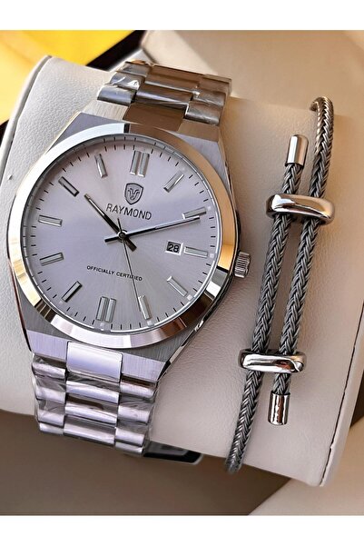 Raymond Special Steel Cord for Engagement and Grooms 2 Years Warranty 5 Atm Men's Wristwatch+Bracelet Rmd.25