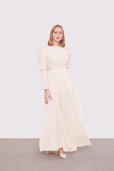 Levidor Μπεζ πλισέ φούστα