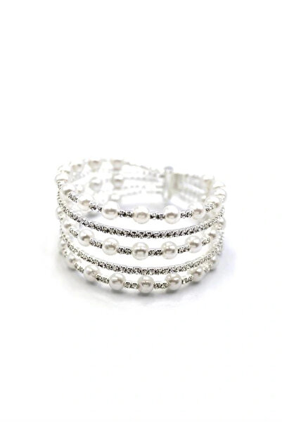 Genel Markalar LitaeTrend Beş Sıra İncili Su Yolu Bileklik - Gümüş