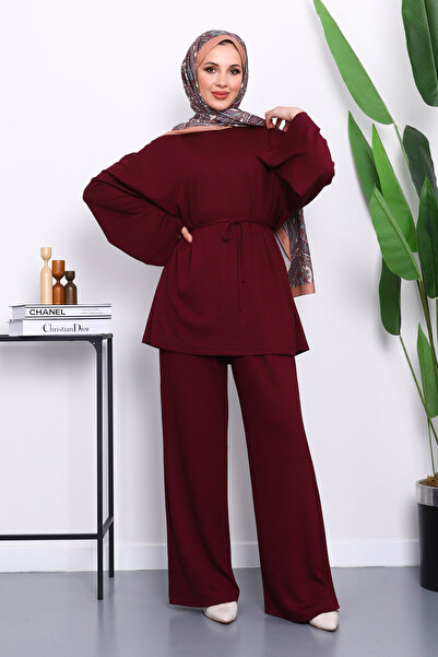 İmajButik Mürdüm Tunik Pantolonlu Modal Takım