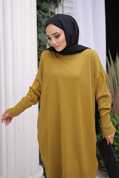 İmajButik K. Oil Green Cold Yarn Mercerized Knitwear Sweater