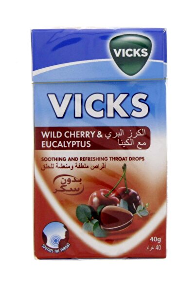 Vicks معينات لعلاج التهاب الحلق بنكهة الكرز البري والأوكالبتوس
