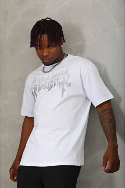 HAZEGO Μπλουζάκι Unisex Oversize Stone Crew Neck - Λευκό