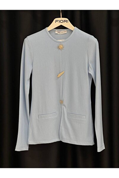 FioriModa Блуза с дълги ръкави и драпиран аксесоар във формата на слънце