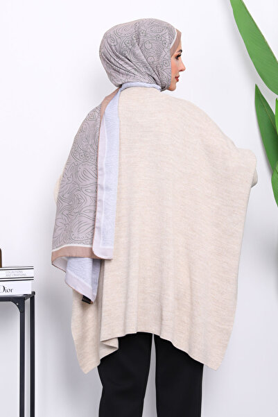 İmajButik Stone Bat Sleeve Poncho Knitwear Tunic