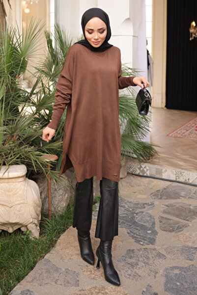 İmajButik Καφέ Πλεκτό Πουλόβερ Mercerized από Ψυχρό Νήματα