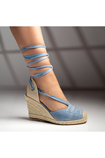 BMoD Sandale albastre pentru femei cu platformă și șnur MOD04468