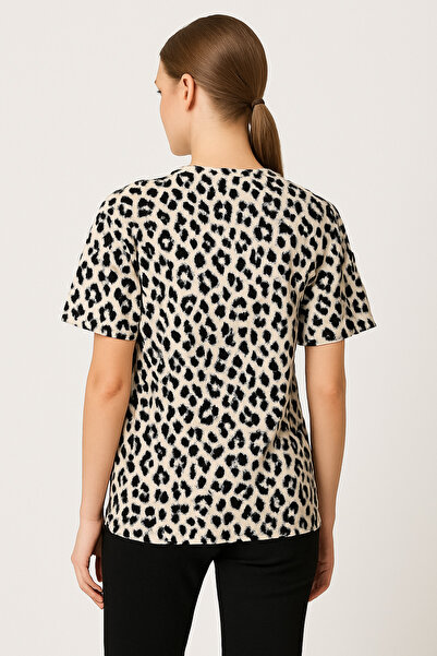 PROLET Femeie imprimeu leopard supradimensionat tricou