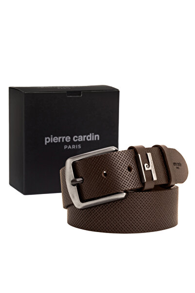Pierre Cardin حزام رجالي من الجلد البني (العرض 4 سم) PCK02099K4V