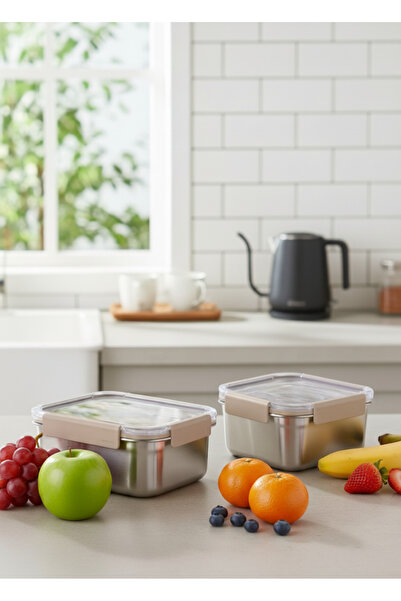 Lock & Lock LocknLock Paslanmaz Çelik Fırın Saklama Kabı 2'li Set ( Kilitli K...