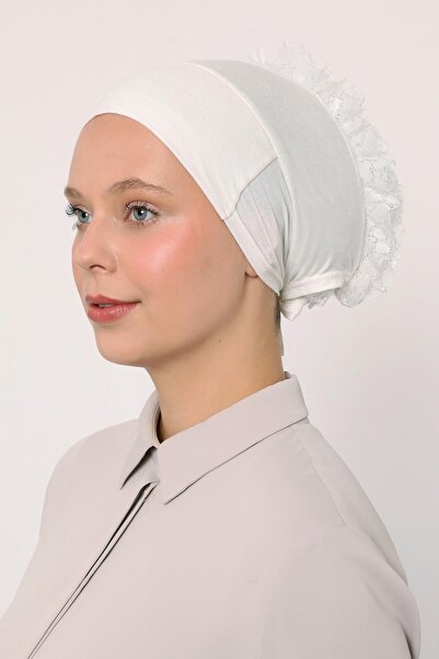 Levidor Ecru Silicone Seamless Ruffled Bonnet