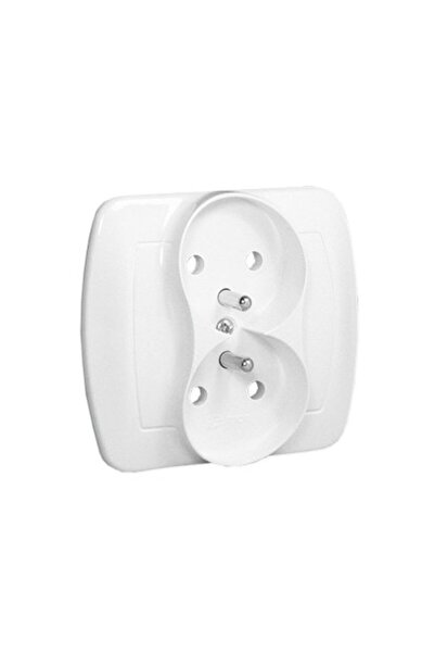 Other Priză dublă albă cu împământare și obturator