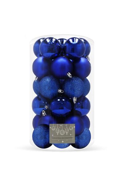 SERSIMO Christmas bauble set, 30 pieces, 3 models, 6cm, blue