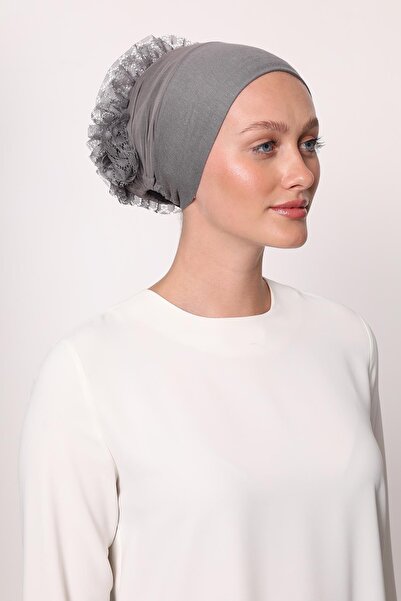 Levidor Gray Clip-On Silicone Seamless Ruffle Bonnet