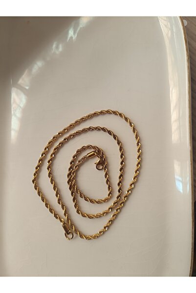 Kudi Twisted Necklace and Twisted Bracelet Duo Gold Color Set