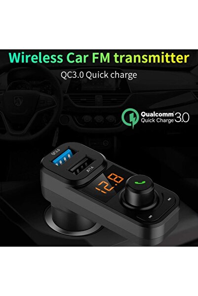 Generic Bluetooth FM Transmitter for Car | 7-Color LED, QC 3.0 & USB-C PD Fast Charging