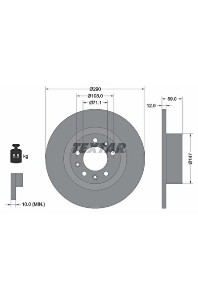 TEXTAR Спирачен диск Peugeot 508 1