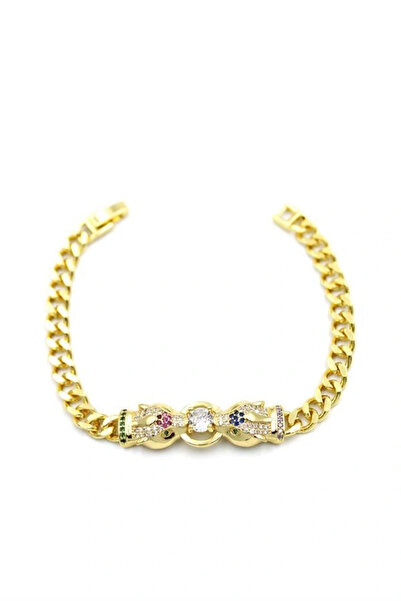 Royaleks سوار ليتاتريند بحجر الزركون على شكل فهد - ذهبي