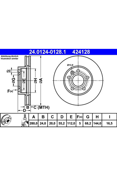 Ate Set Discuri Frana Vw Transporter T4 Bus/Transporter T4 Caroserie/Transpor...