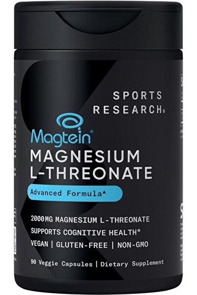 Sports Research Magtein Magnesium L-Threonate Capsules - Magnesium Supplement for Memory, Focus & Co