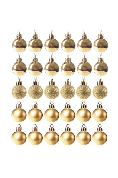 SERSIMO Christmas bauble set, 30 pieces, 3 models, 3cm, gold