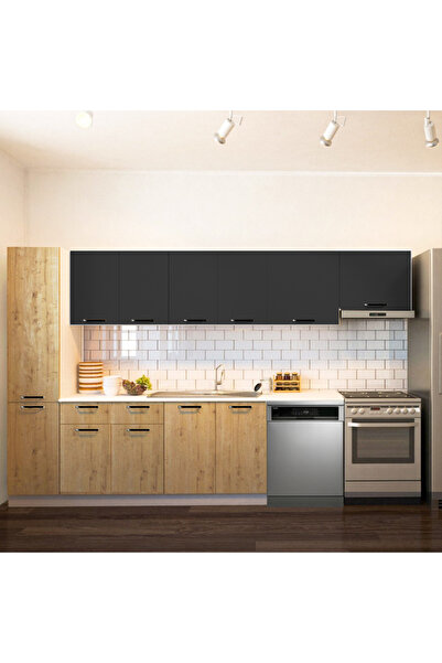 Tdesigno Avlonya Hazır Mutfak Dolabı Kiler Dahil 320cm-Beyaz Laminat Tezgah Dahil-BulaşıkMakinesi Yeri Mevcut