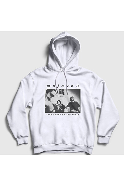 Presmono Unisex White Love Songs on the Radio Mojave 3 Hooded Sweatshirt 578857Tt