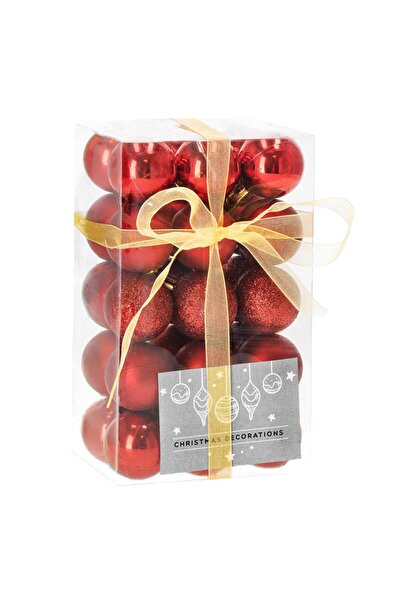SERSIMO Christmas bauble set, 30 pieces, 3 models, 3cm, red