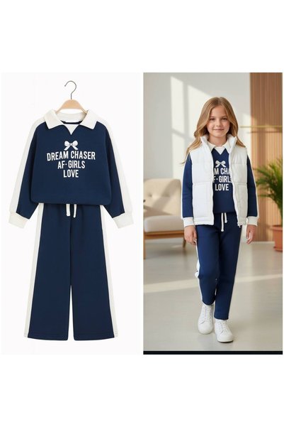 Fidekids طقم بناتي بياقة شعار LACIEL PARIS