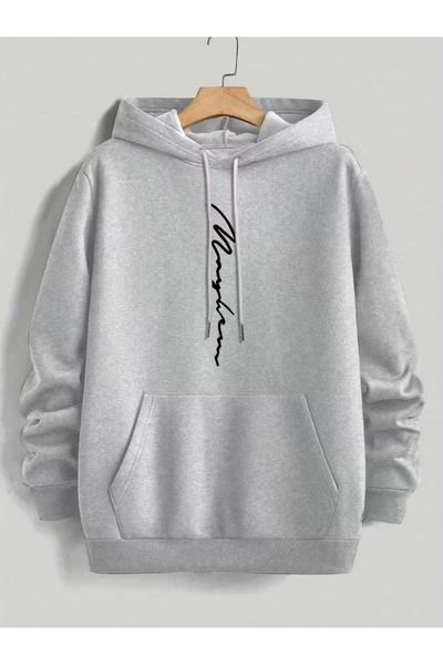 DİVİN Ανδρικό φούτερ Featured με τύπωμα από ύφασμα ποιότητας 3iplik oversized...