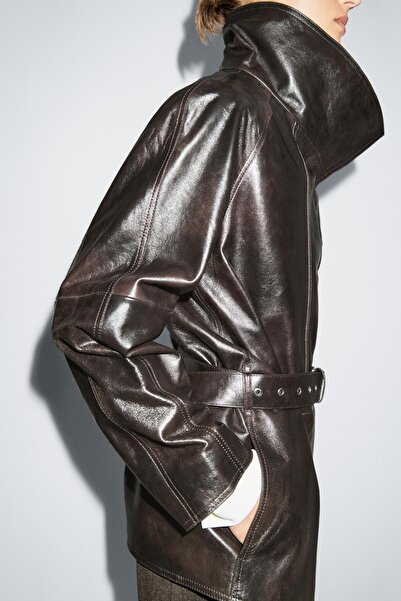 Massimo Dutti Kemerli napa deri ceket