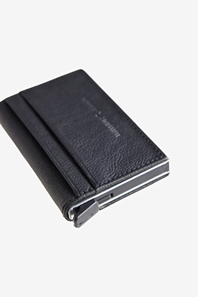 ALTINYILDIZ CLASSICS Erkek Siyah Mekanizmalı %100 Deri Kartlık