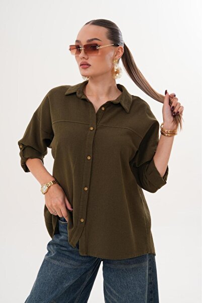 ZENA BY ÇETİN LEVENT Oversize Linen Look Shirt