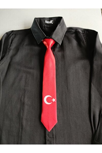 GallanD Tie for 5-6 Year Olds, Ay Yıldız Atatürk, Pack of 10, Patterned, Ready to Wear for Boys, Already Tied