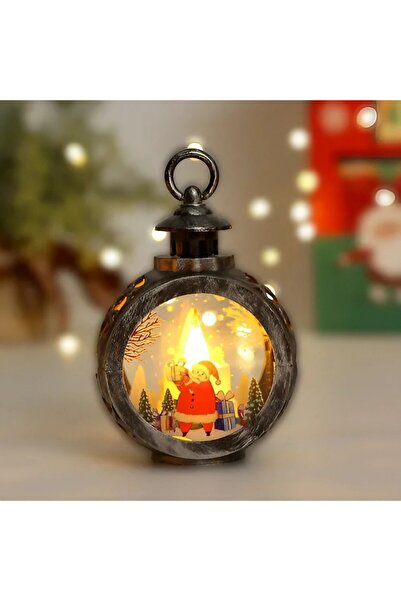 Flippy Decoratiune Craciun Felinar, 13.5x9 Cm, Lumanare Mos Craciun, Alb Cald, Are baterii, Bronz/Argintiu