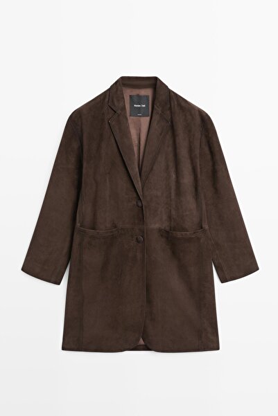 Massimo Dutti Uzun süet deri kaban