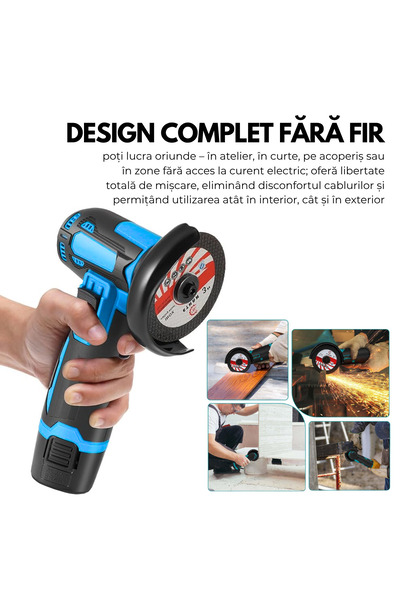 OEM Mini Flex and Portable Angle Grinder, 2 Batteries 36V, 19500 rpm, 2 discs 76mm