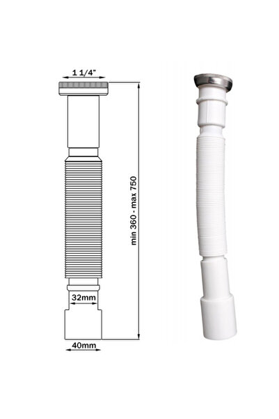 Other Sifon universal extensibil cu piuliță, 5/4"" x 32/40 mm