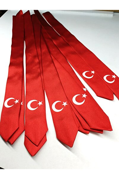 GallanD Tie for 5-6 Year Olds, Ay Yıldız Atatürk, Pack of 10, Patterned, Ready to Wear for Boys, Already Tied