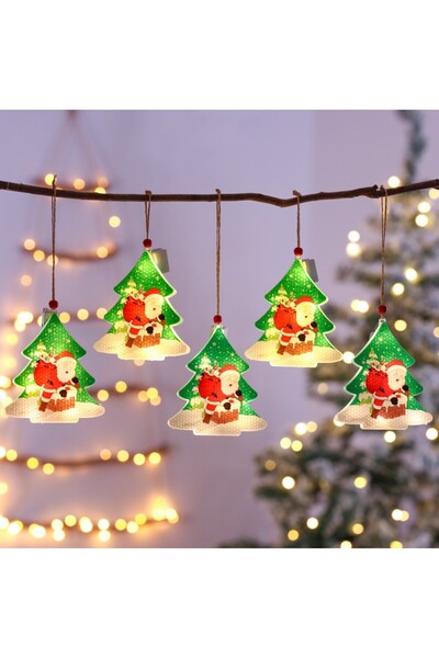 Flippy Illuminated Christmas Tree Decoration, 11.5 x 10.6 cm, Santa by Tree, Warm White