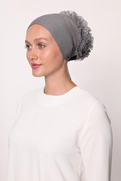 Levidor Gray Clip-On Silicone Seamless Ruffle Bonnet