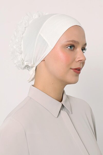 Levidor Ecru Silicone Seamless Ruffled Bonnet