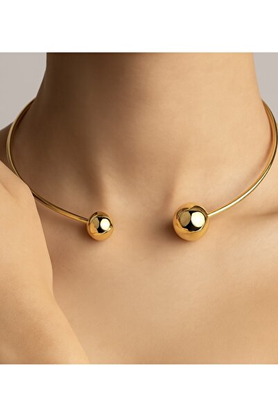 ELMATOLYE Gold Look Ball End Minimal Necklace Bracelet Set Adjustable Stylish Women's Jewelry Set